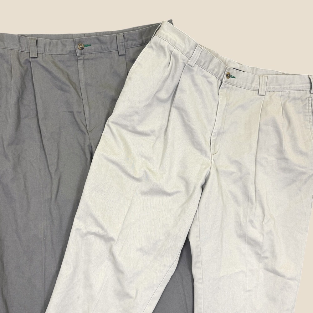 Lot of 2 Vintage Tommy Hilfiger Pants Men 38 (Fits 36) Khaki Gray Pleated Crest